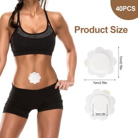 40pcs Disposable Castor Oil Pack Wrap for Belly Button, Organic Cotton Castor Oil Patches for Belly Button, Self-Adhesive Portable Highly Absorbent Belly Button Cover (Oil Not Included)