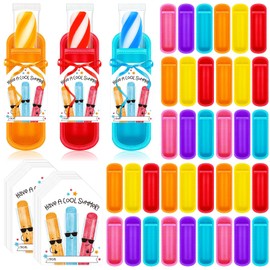 36 Sets Last Day of School Gifts for Students Bulk Includes Reusable Ice Pop Sleeves with Summer Cards Multicolor Ribbon Popsicle Holder for Kids Ice Pop Holders Bags for Classroom Summer Party