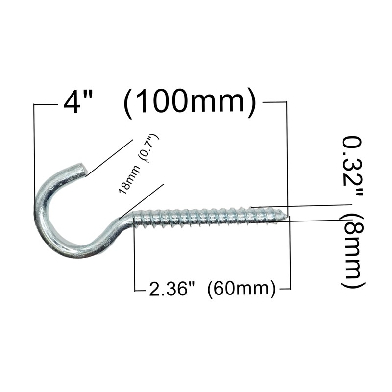 LLB 4 inch Screw-in Hooks Large Heavy Duty Cup Hooks