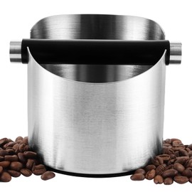 APACALI 1 x knock container for portafilter, 11 x 11 cm espresso tee container, stainless steel knock box with shock-absorbing and removable rod, coffee grounds tee container for 15 coffee puks