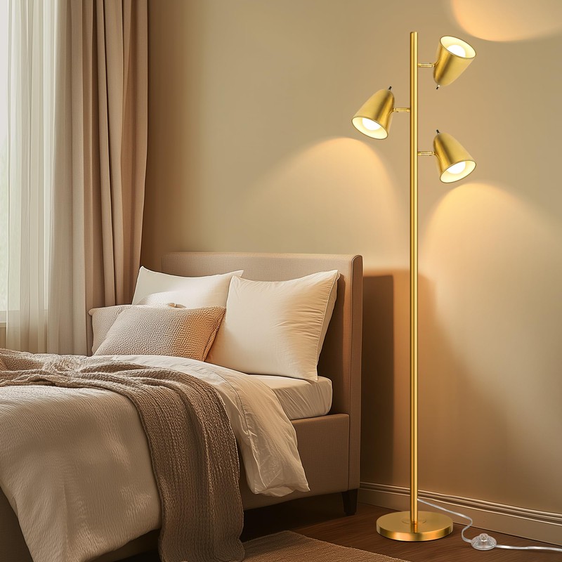 QiMH Tree Floor Lamp with 3 Light Bulbs, Standing Tall