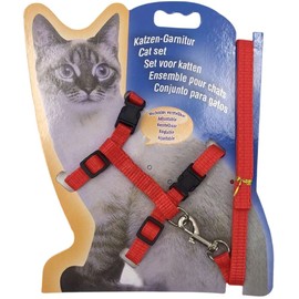 Plus Nao Lead Harness 2-Piece Set, For Cats, Pet Supplies, Leashes, Walking Goods, Walking Goods, Outing String, Solid, Simple, Red