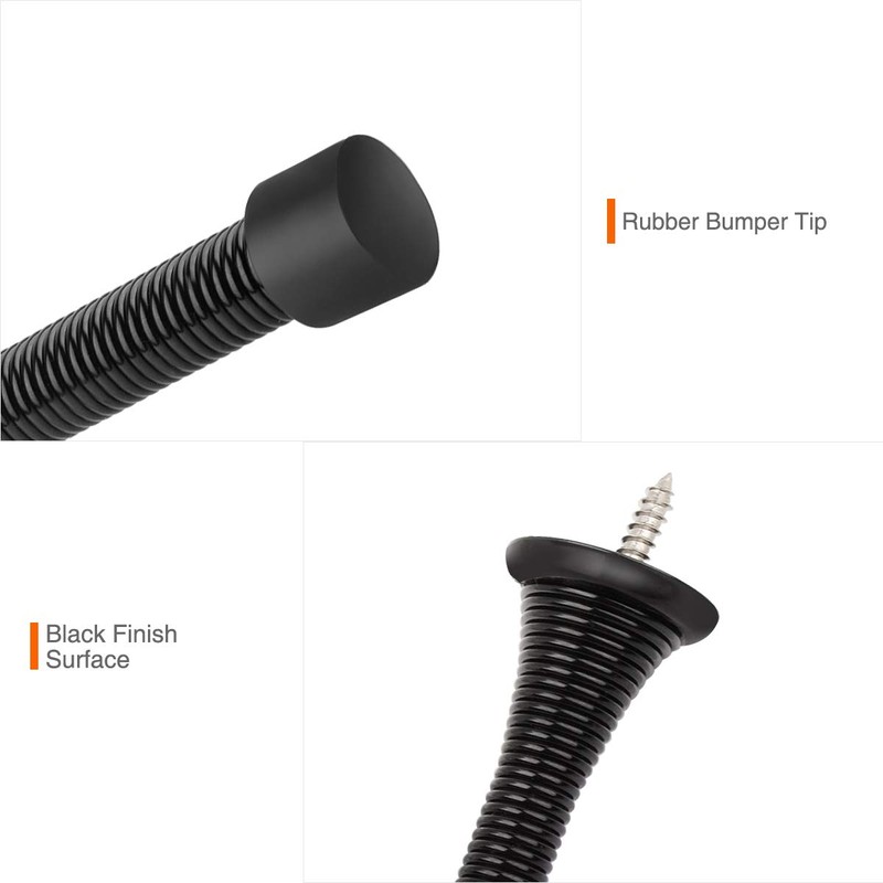 KOVOSCH 10 Pack Spring Door Stoppers Black - Flexible Heavy