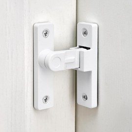 INIRET 2 Packs White 90 Degree Flip Latch,Zinc Alloy Right Angle Gate Latches,for Enhanced Security and Privacy on Sliding Barn Doors,Closets,French Doors,Wine Cabinets,and More
