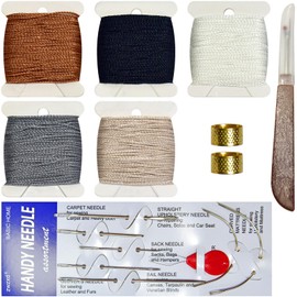 Zwzxd Extra Strong Upholstery Repair Sewing Thread Kit Including 7 Styles of Leather Canvas Sewing Needles，1needle Threader,1seam Ripper,2thimbles and 5 Rolls Nylon Thread, 5 Colors，color3