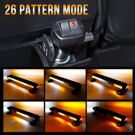 Led Strobe Light Bar White Amber 22.4 Inch, 360 Degree 4-Side Luminous, 26 Flashing Mode, 106pcs Led, Roof Top Beacon Hazard Flash Warning Lights for Vehicles Trucks Snow Plows Postal UTV, 1PC Pack