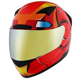 1STORM Motorcycle Bike Full FACE Helmet Booster Iron RED; Size XXL (63-64 CM)