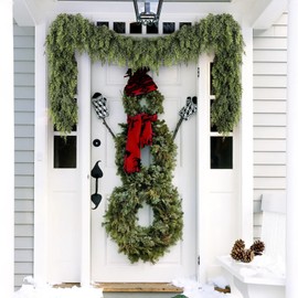 Cedar Christmas Garland with Lights for Mantle - 2 pack Decorations 6 ft Realistic Lighted Faux Pine Garlands for Xmas Home Decoration Indoor Stairs Railing Fireplace Outdoor Prelit Garland Door Decor