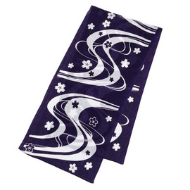 Edo-Ten Stole, Japanese Tenugui Stole, 100% Cotton, Shumag Scarf, Men's, Women's, Wave cherry blossom