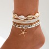 ZMANYIJEW Shell Ankle Bracelet Set for Women, Boho Pearl Adjustable