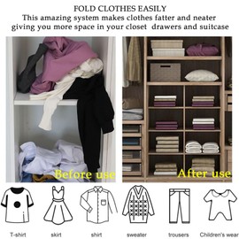 Quick and Easy Clothes Folding Shirt Folding Board Folding Clothes Helper for Easy Storage+Elastic Band with Buttonholes: 30 Pieces, Used to Store Sheets, Clothes, Blankets, Jeans, Sweaters, Towels