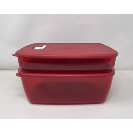 Tupperware Rock N Serve Rectangular Microwave Set of 2  6Cup / 14cup Red  New