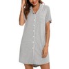 Samring Women's Nightshirt Short Sleeve Button Down Nightgown V-Neck Sleepwear