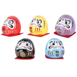 VALICLUD 5pcs Miniature Daruma Doll Japanese Good Luck Charm Traditional Luck Zen Kokeshi Dharma Statue Ornament for Home Office Fengshui Decor