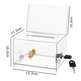 Esforzarse Acrylic Donation Box with Lock, Clear Transparent Storage Box, Secure Suggestion Box Perfect for Business Cards, 15.7x11.5x10.2cm