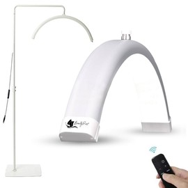 BeautyPros Lash Light for Eyelash Tech - LED Half Moon Light - Esthetician Light for Lash, Makeup Studios, Artists, Salons - Easy Setup Lash Lamp Adjustable Brightness Warm to Cool. (White 26 Inch)