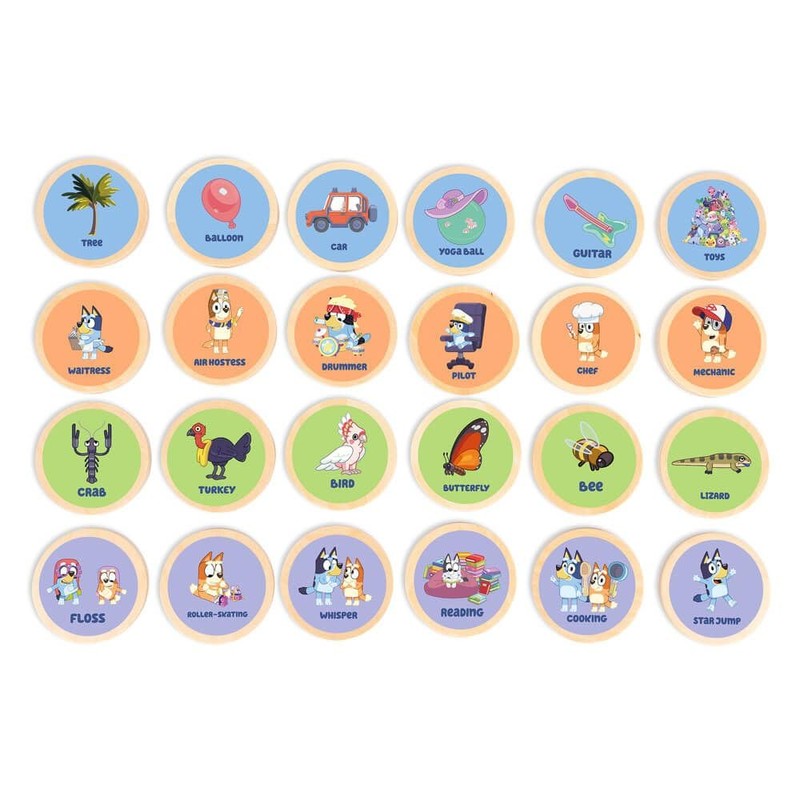 Bluey Wooden Charades 29-Piece Activity Toy Playset