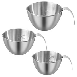 Asdays Egg Single Mouth Bowl Prepare with Graduated Pourer, Dishwasher Safe, Deep, Divided and Heat Resistant, 304 Stainless Steel (4.9 + 4.7 + 5.5 inches (10+12 +14 cm), Set of 3 Bowls