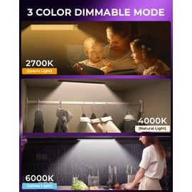 ASOKO HOME Under Cabinet Lights Motion Sensor Light Indoor,3-Light Colors, 2500mAh Rechargeable LED Closet Lights Battery Operated Under Cabinet Lighting Wireless (3-Light Colors, 2Pack)