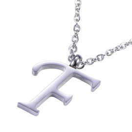 Morella Ladies' Necklace with Letter Pendant, Stainless Steel Silver in Gift Bag, Stainless Steel