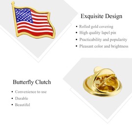 100 PCS American Flag Lapel Pins - USA Waving Flag Pins United States US Badge Pins brooch-12/24/50 pack (100)
