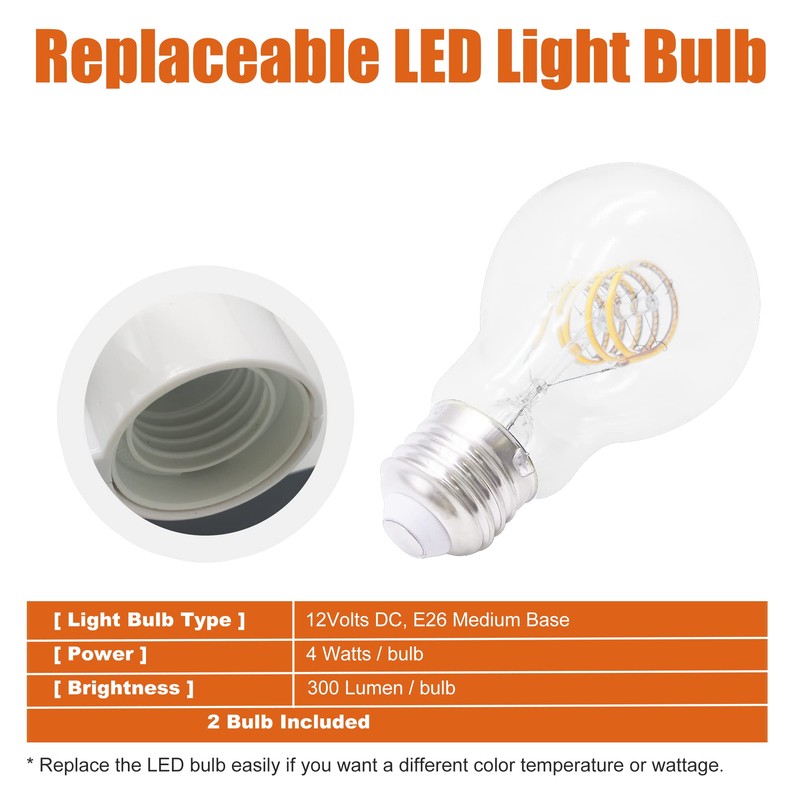 Facon 12V RV Pendant Light Fixtures - 11'' Interior Ceiling