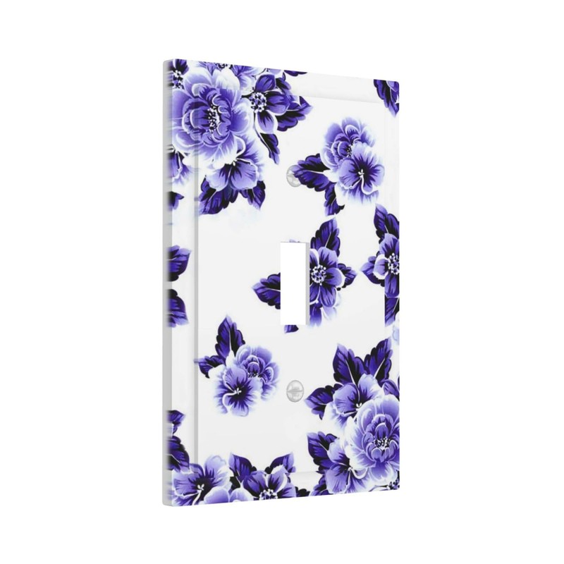 Purple Blue White Flower Single Toggle Light Switch Cover 1