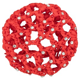 tanzmuster Ballet Bun Net - Mila - with Rhinestones and Scrunchie - Red - Knot Net for Thick and Thin Hair - Women and Children