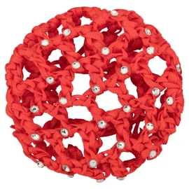 tanzmuster Ballet Bun Net - Mila - with Rhinestones and Scrunchie - Red - Knot Net for Thick and Thin Hair - Women and Children