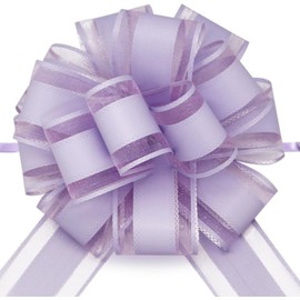 FQTANJU 5 PCS 6 inches Large Pull Bows, Bow for Gift Wrapping, Ribbon Bows for Wedding Christmas Birthday Party Gift Baskets or Valentine's Day Flower Gift Boxes Decoration (Light Purple)