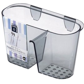 Tombow Cutlery Pocket for Dish Drying Tray, Made in Japan, Width 6.1 x Depth 2.6 x Height 3.7 inches (15.5 x 6.5 x 9.5 cm), Clear Black, Sink Sink, Shinki Synthetic