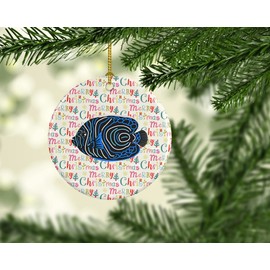 Caroline's Treasures Emperor Angelfish Christmas Ceramic Ornament Christmas Tree Hanging Decorations for Home Christmas Holiday, Party, Gift, 3 in, Multicolor