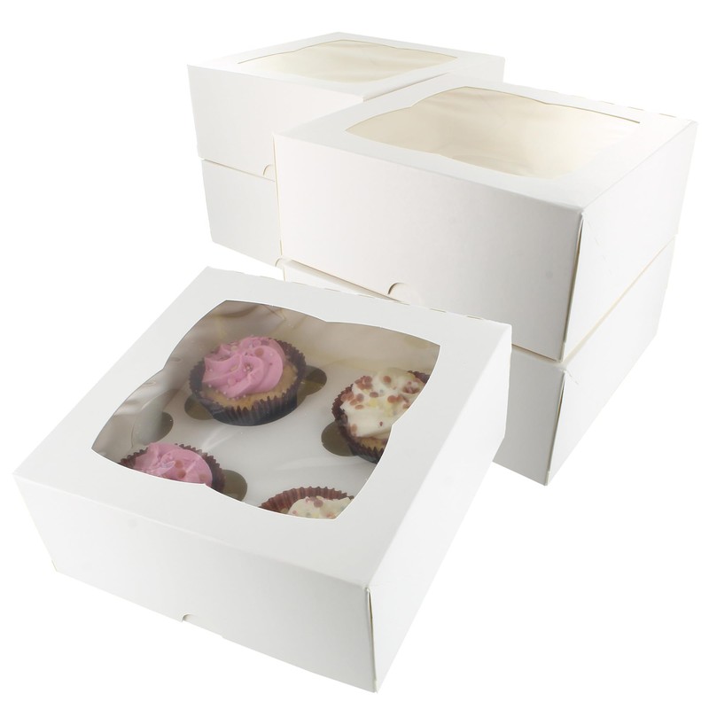 Culpitt 4 Hole Cupcake Box, 5 Pack, White Cupcake Boxes
