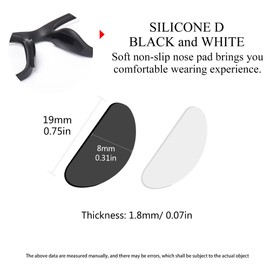 Adhesive Contoured Silicone Eyeglass Nose Pads - Anti Slip Nose Pad Cushion for Glasses, Eyeglasses, Sunglasses, 8 Pairs (Black and White) Eyeware Accessories Thin