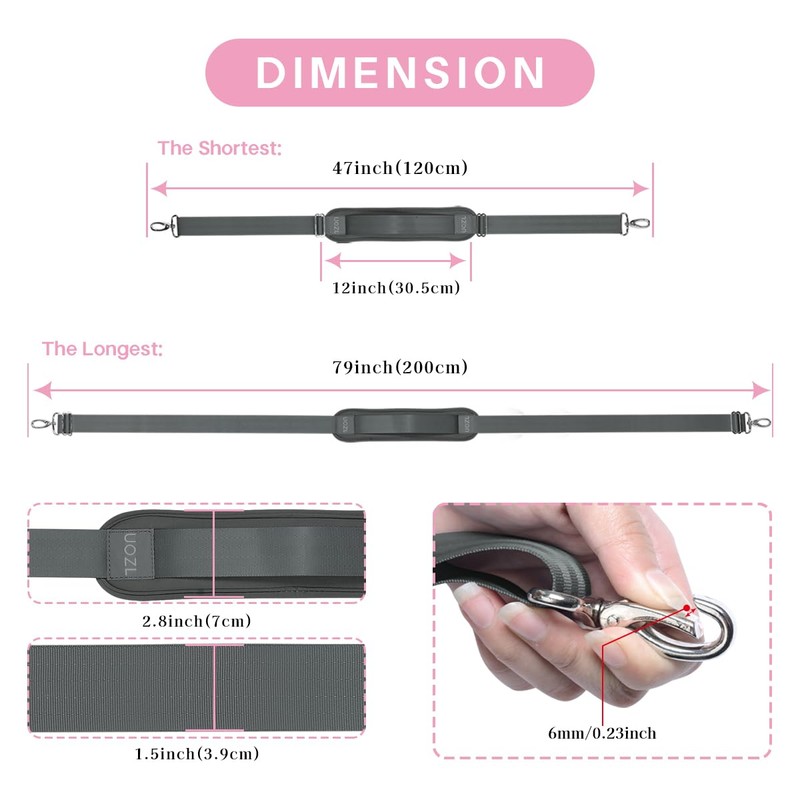 UOZL 79 Inch Bag Shoulder Straps, Two Way Independently Adjustable