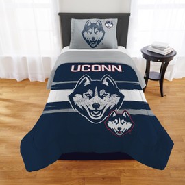 UConn Huskies Comforter Set – Huskies Bedding for Dorms, Guest Rooms, RVs, Tailgates & UConn Game Day Decor, Twin/Twin XL