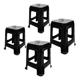 mdj 4 Bancos De Plástico Grandes Negros Para Negocio