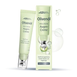 medipharma cosmetics Olive Oil Collagen Eye Cream - With Collagen Peptide Active Complex, Hyaluronic Acid, Olive Oil, Panthenol & Caffeine - Cooling Metal Applicator - Against Wrinkles and Dark