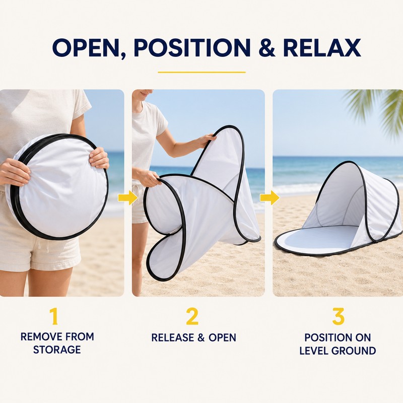 Pop-Up Beach Tent with UV Protection, Instant Automatic Beach Sun