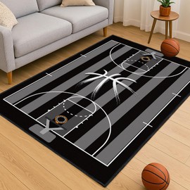 Vesocro Basketball Rug Non-Slip 3x5 ft,Basketball Court Design for Boys Bedroom Game Room Decor