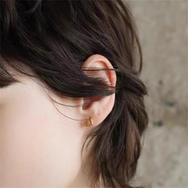 Minimalist Horseshoe Sterling Silver Earrings for Women Teens Tiny Small U Shaped Stud Cartilage Tragus Post Pin Hypoallergenic Pierced Ear Dainty Birthday Holiday Jewelry (14K Gold Plated)