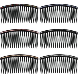 MARY LAVENDER Side Hair Combs with Rhinestone for Women Hold Bangs Hair Twist Comb French Twist Hair Pin Clips Hair Accessories Decorative Comb for Women Kids Girls 6pcs