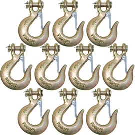 Boxer 10 Pack - ¼” Grade 70 Forged Clevis Slip Hook with Safety Latch Heavy Duty, 12,600lbs Breaking Strength - Chain Hooks, Transport, Tow, and Towing Trucks