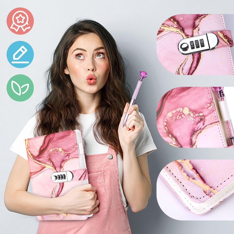 Koogel Diary with Lock for Girls Ages 8-12, A5 Journal