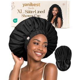 YANIBEST Extra Large Satin Shower Cap Waterproof Reusable Cap for Long Braids