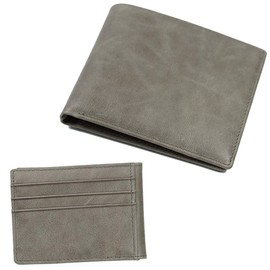 Inones Leather Men's Bi-fold Wallet, Genuine Leather, Short Wallet, 2-in-1, Large Capacity, Cowhide Leather, Multifunctional, Popular, Holds 13 Cards for Men, gray