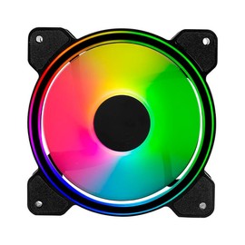 Balam Rush Ventilador Gamer EOLOX BLAZE EX50 120mm ARGB Diseño Circular Borde LED Rainbow 1500RPM Negro 3 Pin BR-938068