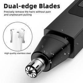 VOTEYO Nose Hair Trimmer, Rechargeable Cordless Painless Ear Eyebrow Trimming Tool Dual Edge Blades Razor Easy Cleansing with LED Light for Man Woman