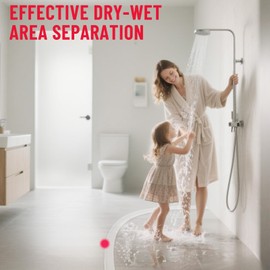 Shower Threshold Water Dam Guard - Self-Adhesive Silicone Waterproof Barrier, Leak-Proof, Flexible, Easy Installation, Customizable Length for Showers, Bathtubs, Sinks, and Countertops by Hzetuu