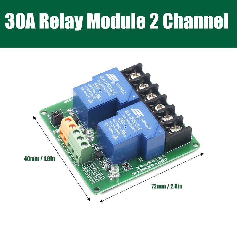 DIANN 2pcs 12V 30A 2-Channel Relay Module High Low Level